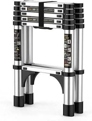 FUMBJFKT Ladders,Telesladder Herringbone Ladder Thickening Folding Aluminum Alloy Extendable Space-Saving Ladder for Outdoor Indoor Roof Work/6Ft/6Ft
