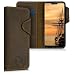 Produktbild kalibri Hülle kompatibel mit LG G7 ThinQ/Fit/One - Leder Handyhülle - Handy Wallet Case Cover Kompass Vintage Braun