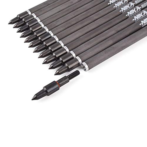 NIKA ARCHERY 7.5\" inch Crossbow Bolts Carbon Arrows 2\" Red Vanes with 100Grain Target Tips for Hunting Shooting 6/12pcs