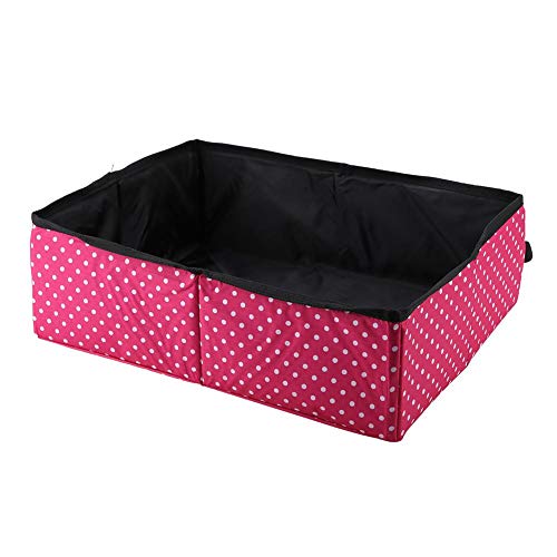 Cat Collapsible Litter Box Pet Litter Pan Waterproof Outdoor Foldable Cat Litter Box for Travel (Rose red)