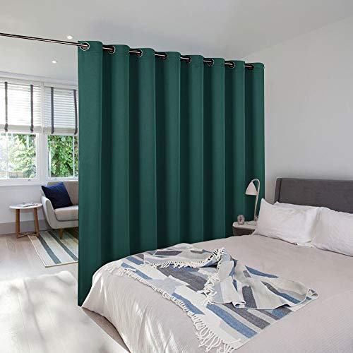 Image of NICETOWN Noise Reducing Room Dividers Curtains Screens Partitions, Full-Length Grommet Top Room Screen Divider Curtain Panel for Space Solution (Hunter Green, Single Pack, 15ft Wide x 8ft Long)