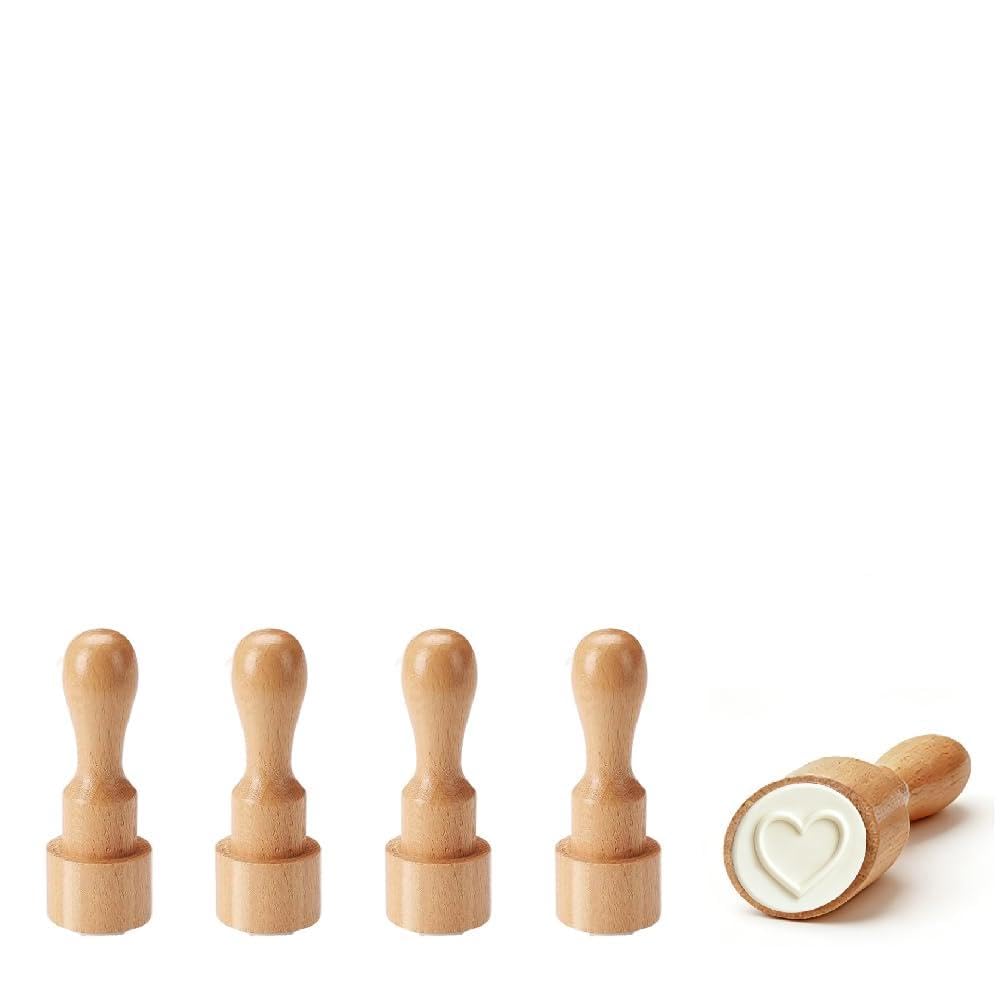 PRESSINART 5Pcs 5 Styles Playing Card Rubber Stamp 0.6 Inch Mini Wooden Stamps Poker Pattern Small Round Reusable Seal for DIY Crafting Scrapbooking Journaling Card Making Decoration(No Ink Include)