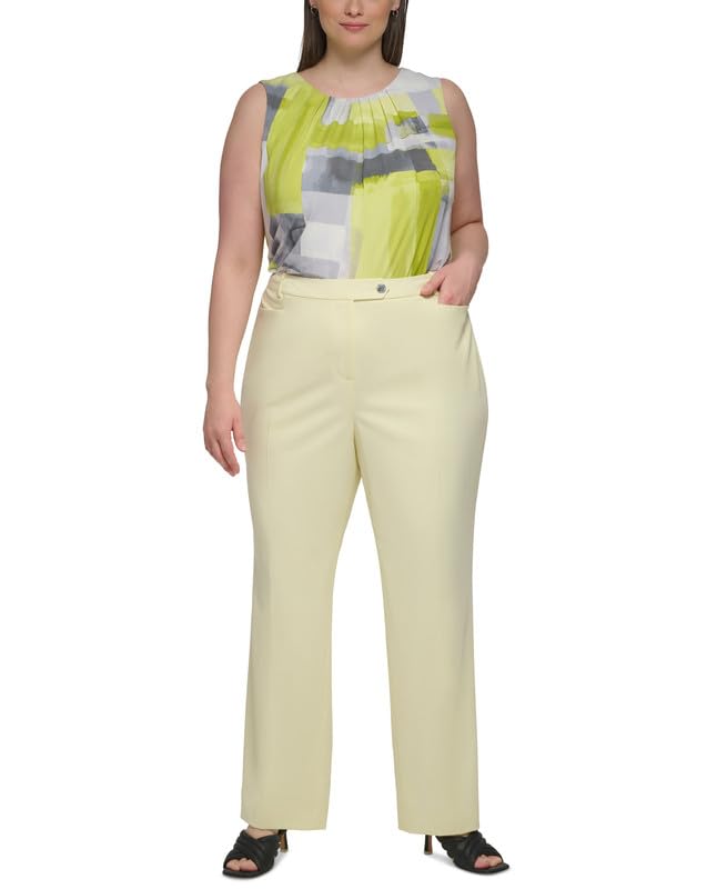 Calvin Klein Women's Plus Size Lux Modern-Fit Straight-Leg Pants (Endive, 16W)4