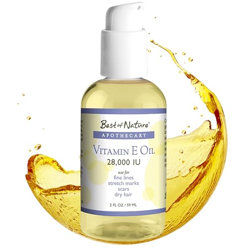 Best of Nature Vitamin E Oil 28,000 IU, Unscented Moisturizer with Fractioned Coconut - Damage Repair Formula for Hair, Skin, Face, & Hands
