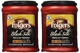 Fresh Taste of Folgers Coffee, Black Silk Flavored Ground Coffee, Bold Yet Smooth, Dark Roasted 10.3 Oz Canister - (2 pk)
