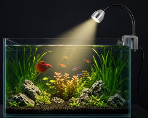 Image of Liny LY-007 USB Mini Aquarium Spotlight | 3W LED Clip-On Fish Tank Light | 5V USB Powered | Flexible Gooseneck | Aluminum Alloy Lamp Head | Fits 2-12 mm Glass