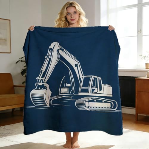 ZHOUSHUTONG Kids Construction Truck Blanket for Boys Soft Fleece Blanket for Couch Sofa Bedroom Vehicles Excavator Cars Throw Blankets Digger Decor Industrial for Little Builders 59"x78"