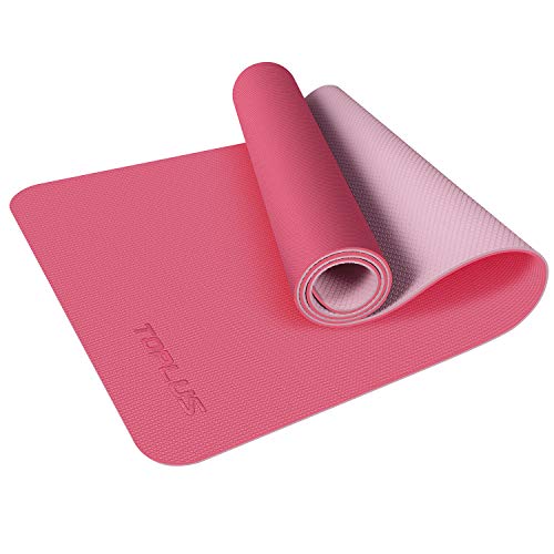 TOPLUS Yoga Mat, Upgraded 1/4 inch Non-Slip Texture Pro Yoga Mat Eco Friendly Exercise & Workout Mat with Carrying Strap - for Yoga, Pilates and Floor Exercises (Pink)