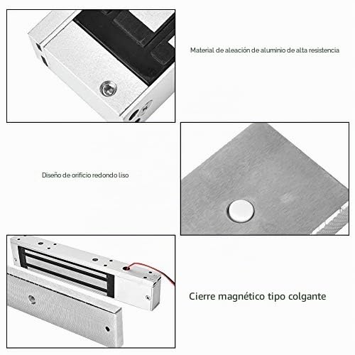 Cerradura electromagnética de 12 V CC y 280 kg de fuerza de retención con luz LED: solución segura para puertas de madera, metal y vidrio.