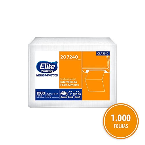 Elite Papel Toalha Interfolhado Folha Simples Com 1.000 Folhas