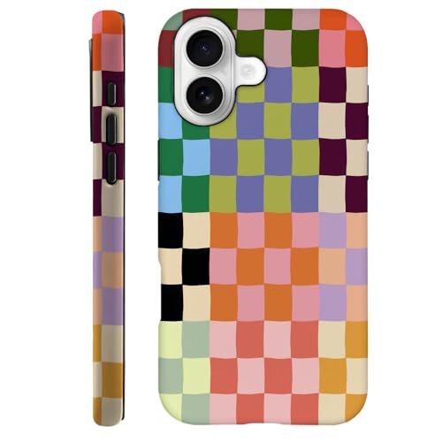 Coque F5XJ antichoc DAIZAG à motif vichy damier lumineux pour femmes et filles