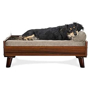 Furhaven Elevated Dog Bed Frame for 30″ x 20″ Medium Dog Beds, Easy Assembly – Mid-Century Modern Bed Frame – Walnut, Medium