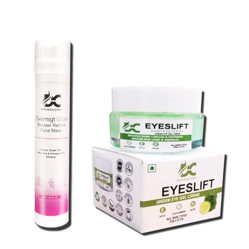 Overnight Glow Booster Retinol Face Mask with EyesLift Under Eye Gel Cream, Reduces Dark Circles and Puffiness, All Skin Types, 50g