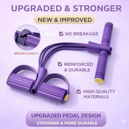 Fitness Resistance Bands-4 Tube Pedal Ankle Puller, Stretch Exercise Rope - Image 3
