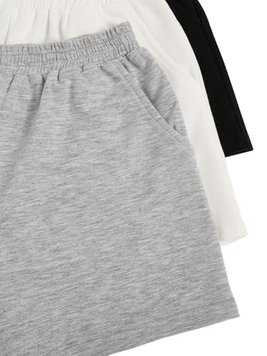 Image of SOLY HUX Girls 3 Packs Sweat Shorts Elastic Waist Casual Summer SweatShorts Teen Apparel