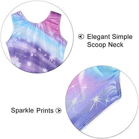 Kidsparadisy Girls Leotards for Gymnastics Outfits Sparkle Kids Sleeveless One-Piece Colorful Dancewear Bodysuit 24-Gradual Purple 9-10Y — view 3