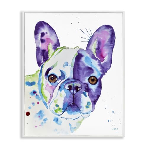 French Bulldog Modern Face Portrait, 24 x 30 Inch Framed Giclée Print