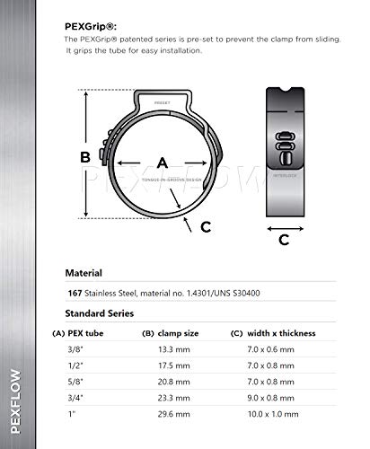 Pexflow PXKT-CR34-10 Oetiker Style Pinch Pex Cinch Clamps, 3/4 Inch, Stainless Steel