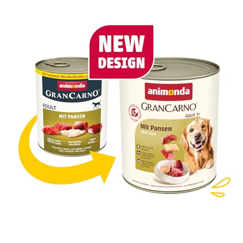 animonda GranCarno Adult Deftige Variation (6 x 800 g), Hundenassfutter für ausgewachsene Tiere, Nassfutter für Hunde mit 100% frischen, fleischlichen Zutaten, Hundefutter ohne Getreide