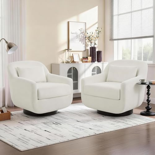 Sillón redondo tapizado beige cómodo miniatura 4