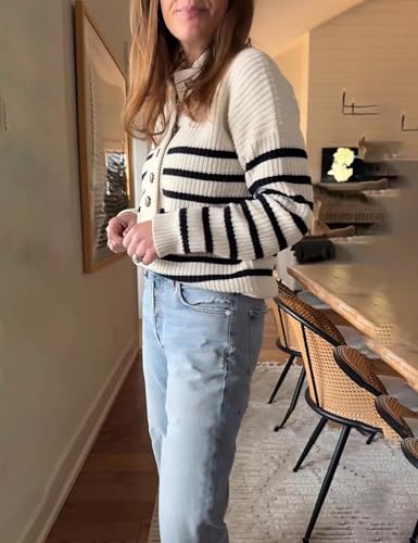 Womens Casual Long Sleeve Sweaters Buttons V Neck Ribbed Knit Pullover Outfits3