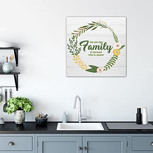 Panneau en bois décoration murale maison fleurs multicolores format carré 40 cm