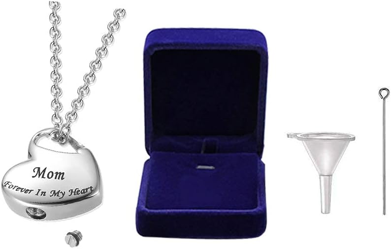Cremation Urn Necklace for Ashes Urn Jewelry,Forever in My Heart Carved Stainless Steel Keepsake Waterproof Memorial Pendant for mom & dad with Filling Kit… - Image 6