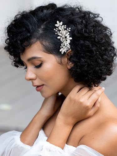 Peigne à cheveux mariée strass argenté SWEETV accessoire cheveux femme