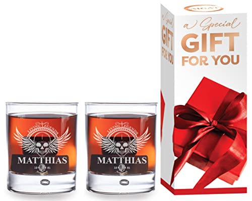 2 Pcs. Juego de Vasos de Whisky Personalizados Regalo del Padre, Vasos de Bourbon, Regalo para Él, Regalo de Cumpleaños, Regalo de Novio, Tamaño 270ml