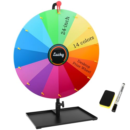 Acrebain 24-inch Tabletop Spinning Prize Wheel,14 Slots Heavy Duty Editable