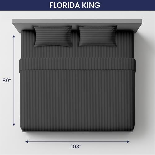 Image of SGI 108 inchx80 inch 4 Pc Florida King Sheet Set 600 TC 12 inch Deep, Dark Gray Stripe