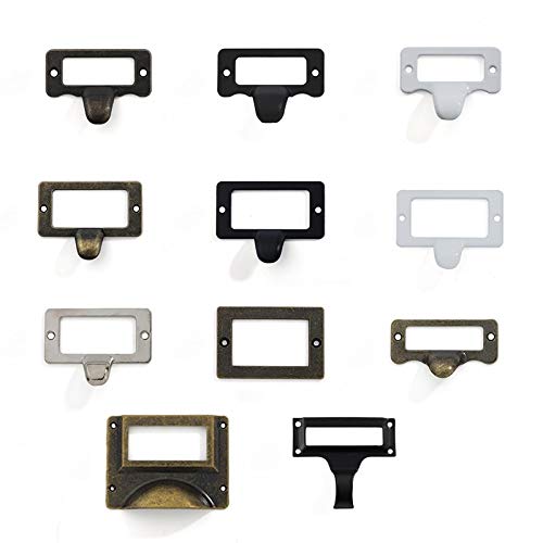 Cabinet Pulls 10pcs/Set Antique Brass Handle 6432mm Label Pull Frame Name Card Holder Cabinet Drawer Box Case Knob for Furniture Hardware hot - (Color: G317982)