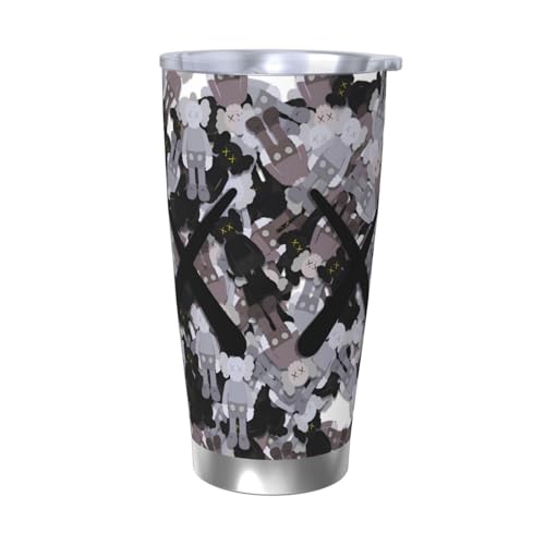 Kaws 水筒 真空断熱ケータイマグ 600ml ステンレスボトル 車用 直飲み 保温 保冷 フタ付きコーヒーカップ アウトドア 車のネイブに最適 スポーツタイプ ステンレスクールボトル 軽量 隔? 水筒 男の子 女の子