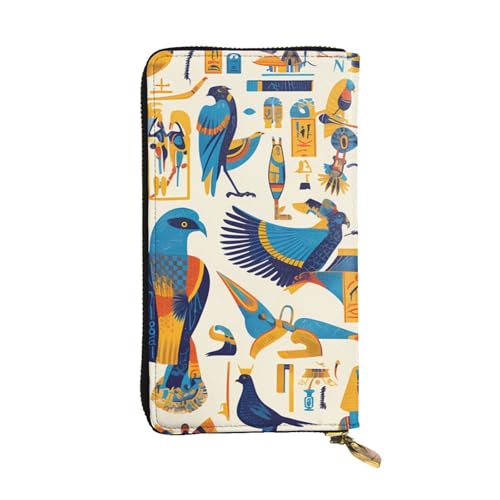 Leather Wallet - Stylish and Durable Wallet for Women with Multiple Compartments and Zipper Design egypt hieroglyphics Picture