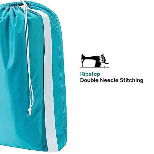 HOMEST 2 Pack XL Nylon Laundry Bag with Strap, Large Dirty Garments Organizer, Easy Fit a Hamper or Clothing Basket, Can Carry Up to 4 Loads of Clothes, Grey and Sky Blue by HOMEST - Image 4