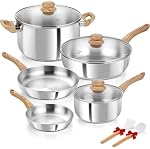 KOCH SYSTEME CS Ensemble d'articles de cuisine en acier inoxydable 10 Pièce, 18/10 Pots en acier inoxydable et ensemble de casseroles avec base à trois couches, poignée de bakélite résistant à la chaleur, kit de cuisine à induction, non-toxic