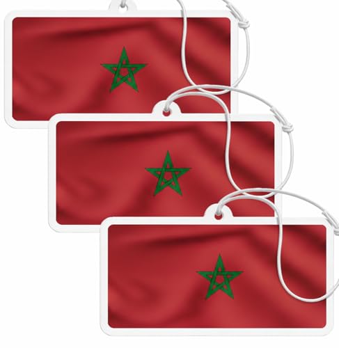 Lot de 3 désodorisants de voiture - Drapeau national - Pendentif - Black Ice, Vanilla & New Car, parfum longue durée pour la voiture ou la maison -...