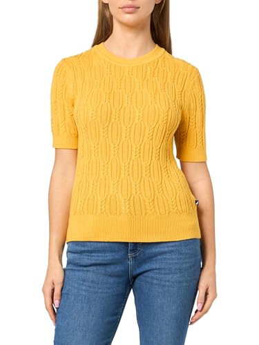 Image of Nautica Women's Short Sleeve Crew Neck Cable Solid Sweater