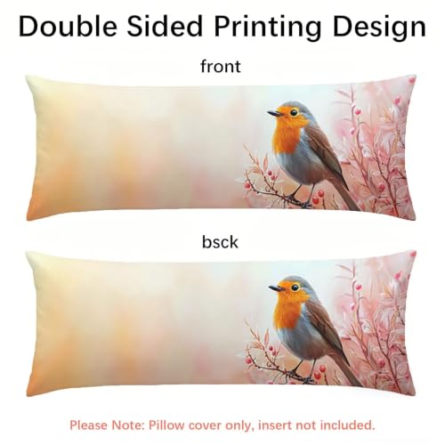 Taie de traversin 145 cm en velours doux imprimé oiseaux chic