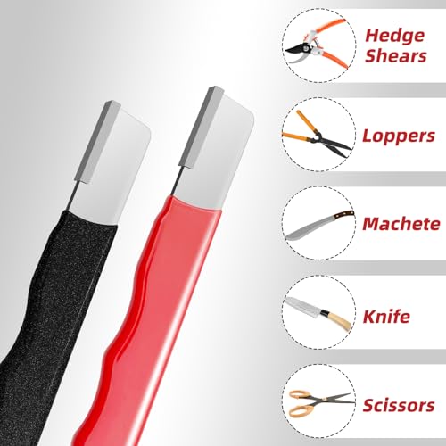 Fifchall 2 Pieces Garden Tool Sharpener, Garden Tool Blade Sharpener for Knife, Garden Knife Sharpener for Hedge Shears Scissors, Mini Sharpener for Gardening Pruner, Loppers