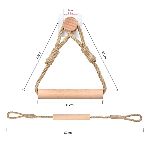 Eluck Home Toilet Roll Holder Creative Wood Roll Holder Country House Toilet Paper Holder Toilet Bathroom Retro Wall Mount Rope 24 Inch Khaki #TOP1
