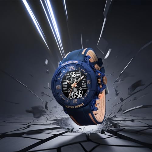 Image of Carlington Velocity Series Analog-Digital Sports Watches for Men and Boys with Alarm, Stopwatch, Backlit Display, Dualtime, Silicone Rubber Strap, Water & Shock Resiatant - CT 8140