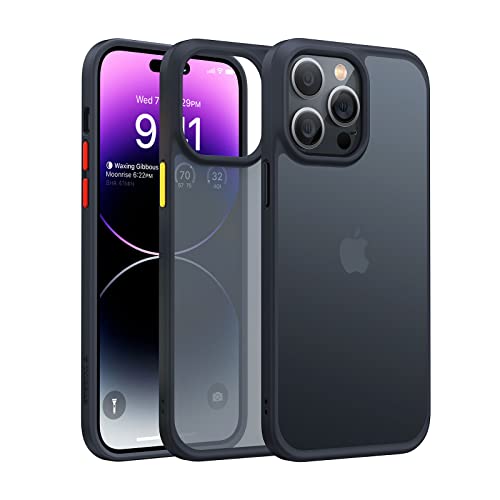 TORRAS Shockproof Designed for iPhone 14 Pro Max Phone Case, Military Grade Drop Protection Shockproof Protective Black Hard Back Slim Translucent iPhone 14 Pro Max Case 6.7'', Black-Guardian