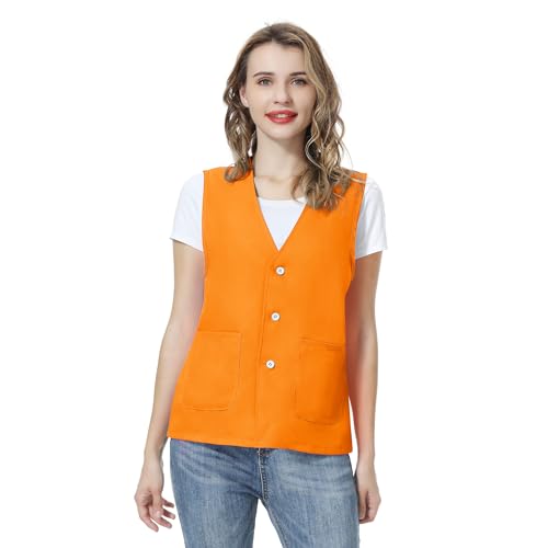 TopTie Volunteer Activity Vest Waiter Uniform Button Vest Sleeveless Unlined Waistcoat with Pockets