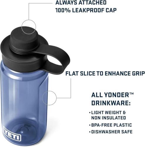 Image of YETI Yonder Water Bottle with Yonder Tether Cap, Lightweight, Leakproof and BPA-Free