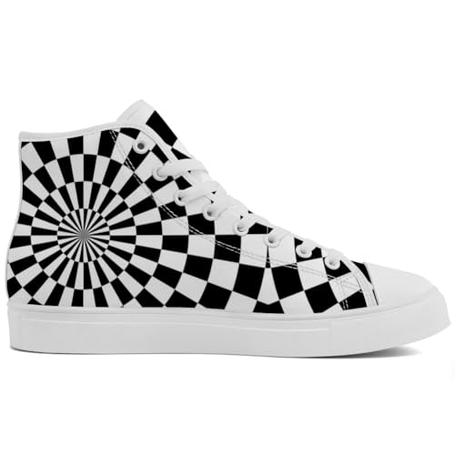 Checkered High Top Canvas Shoes Psychedelic High Top Sneakers for Women Men4