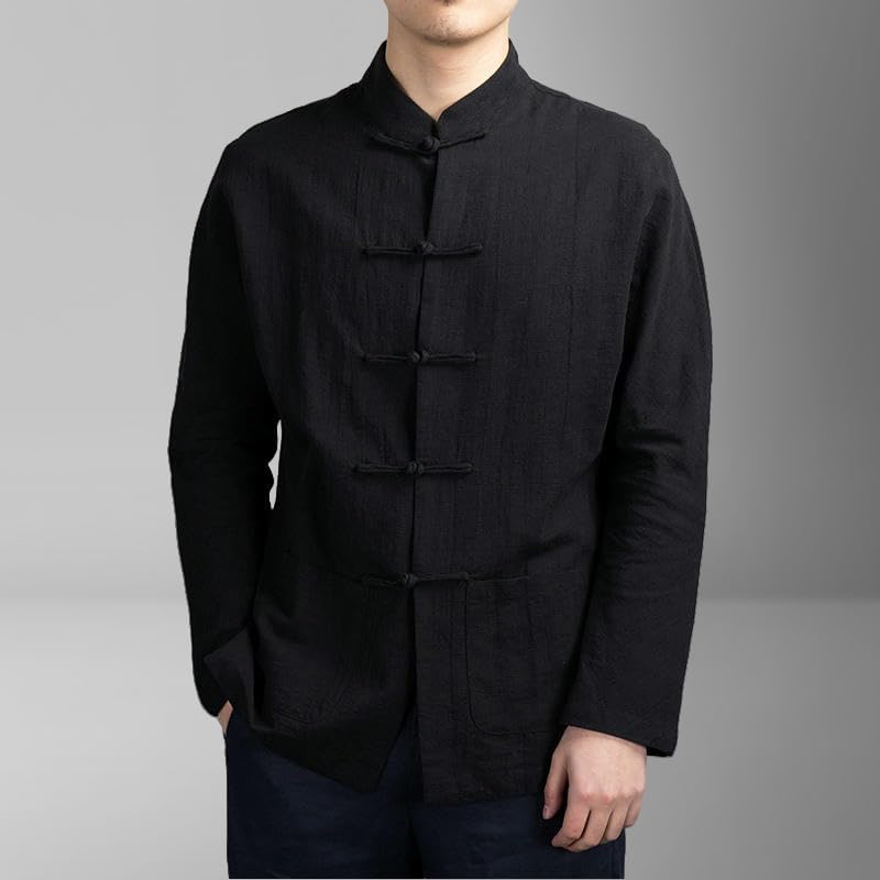 Chemise homme lin de qualité supérieure coupe rétro à col officier - 4