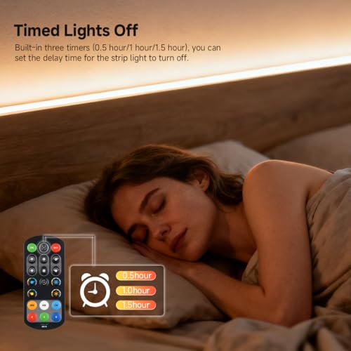 Image of BTF-LIGHTING FCOB COB RGBCCT Color Changing LED Strip with Remote,UL Listed Flexible High Density DC24V 9.8FT RGB+Tunable White 3000K-6000K RF Remote Controller 12mm Width 3M Tape for Home Decor