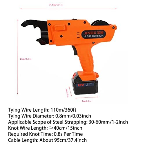 Pistola elettrica per legare tondo per cemento armato, macchina per legare livelli di tondo per cemento armato da 30-60 mm, pistola per legare tondo per cemento armato con custodia e batteria ricari