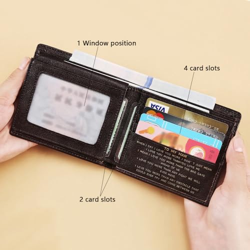 men's RFID shielded leather ultra-thin double fold flip wallet with multiple credit card slots and windows (Dark Coffee)2